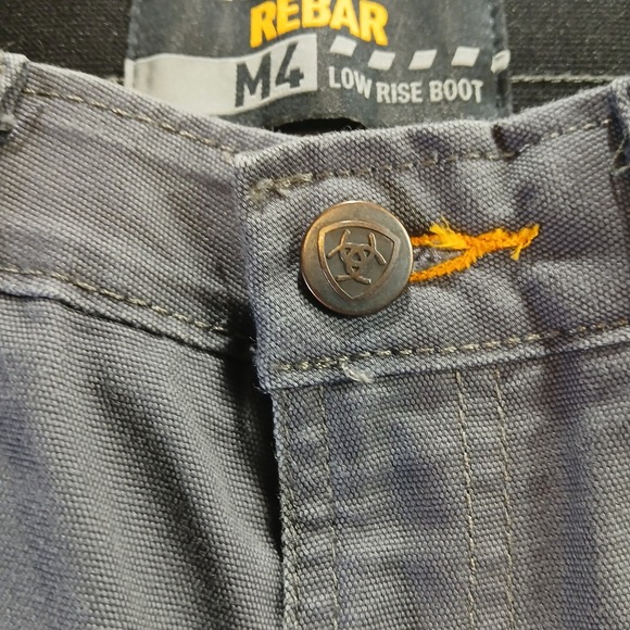 Ariat Rebar M4 Low Rise Boot Cut Work Pants Mens 32x32 Grey Canvas Tough Durable